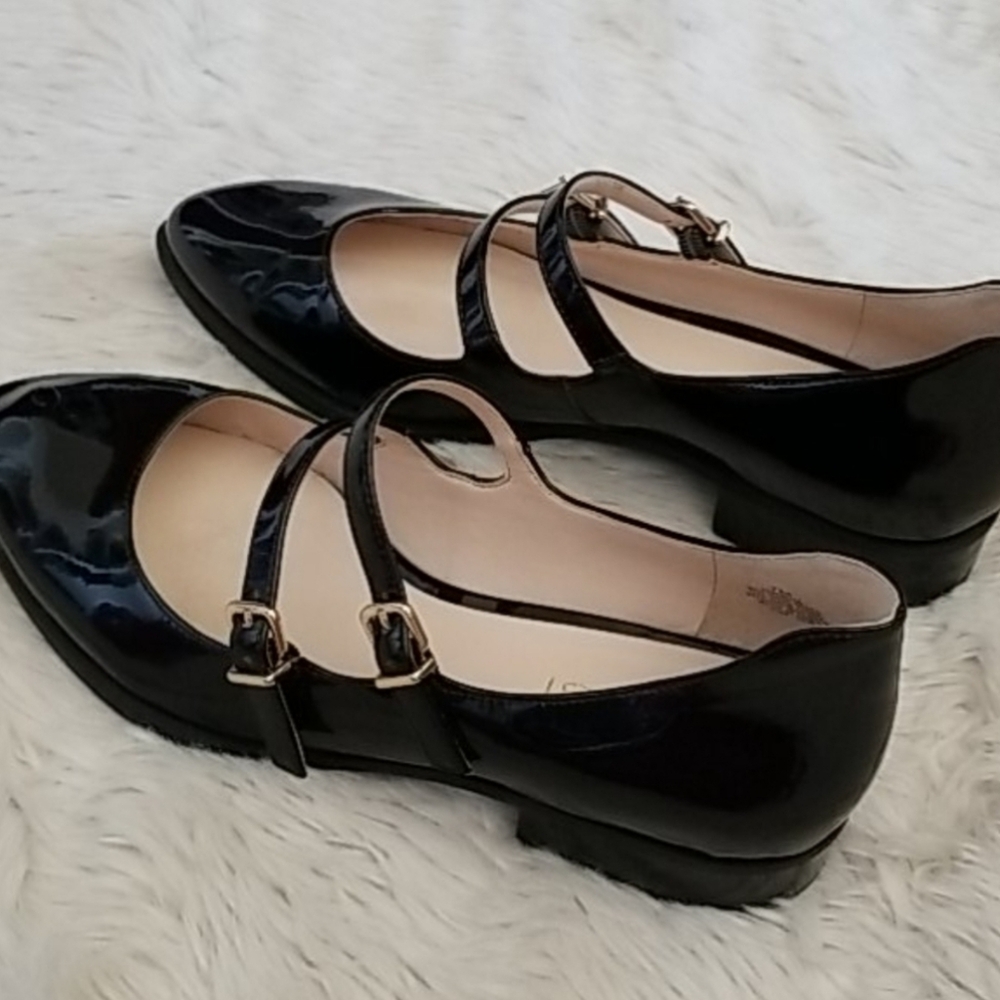 Nine West Patent Leather Black Double Strap Flats - Picture 3 of 5